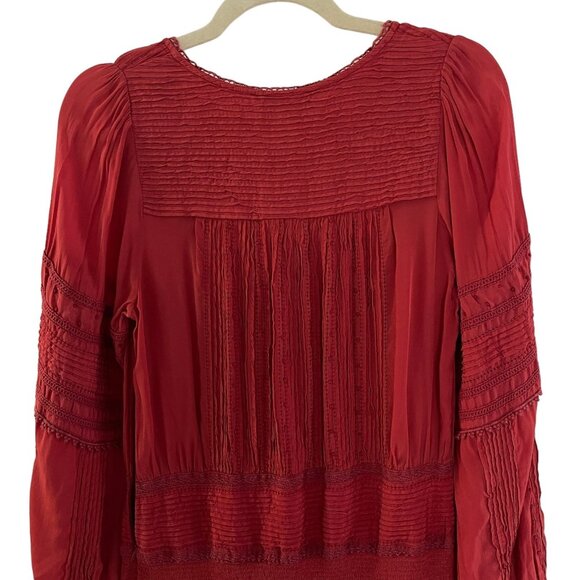 Sea New York Size 4 Red Azzedine Mini Dress Long Sleeve Boho Peasant Flaw - Picture 12 of 16